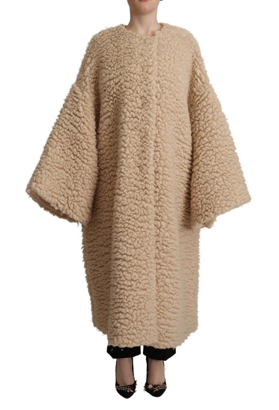 Dolce & Gabbana 76% Cashmere 13% Silk 9% Virgin Wool 1% Elastane 1% Nylon coat in beige