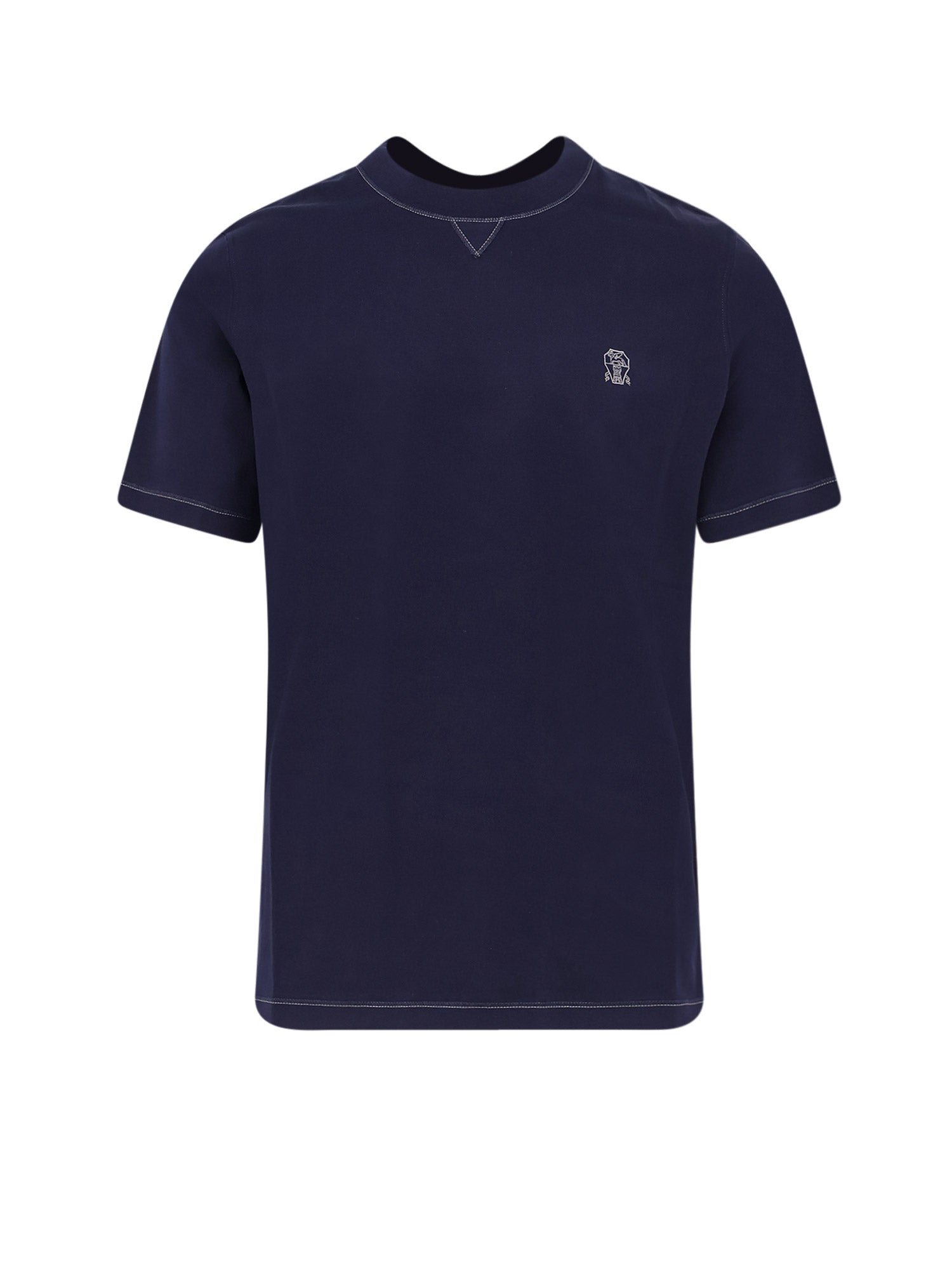 Brunello Cucinelli T-Shirts And Polos Cobalto Grigio Medio Cotone