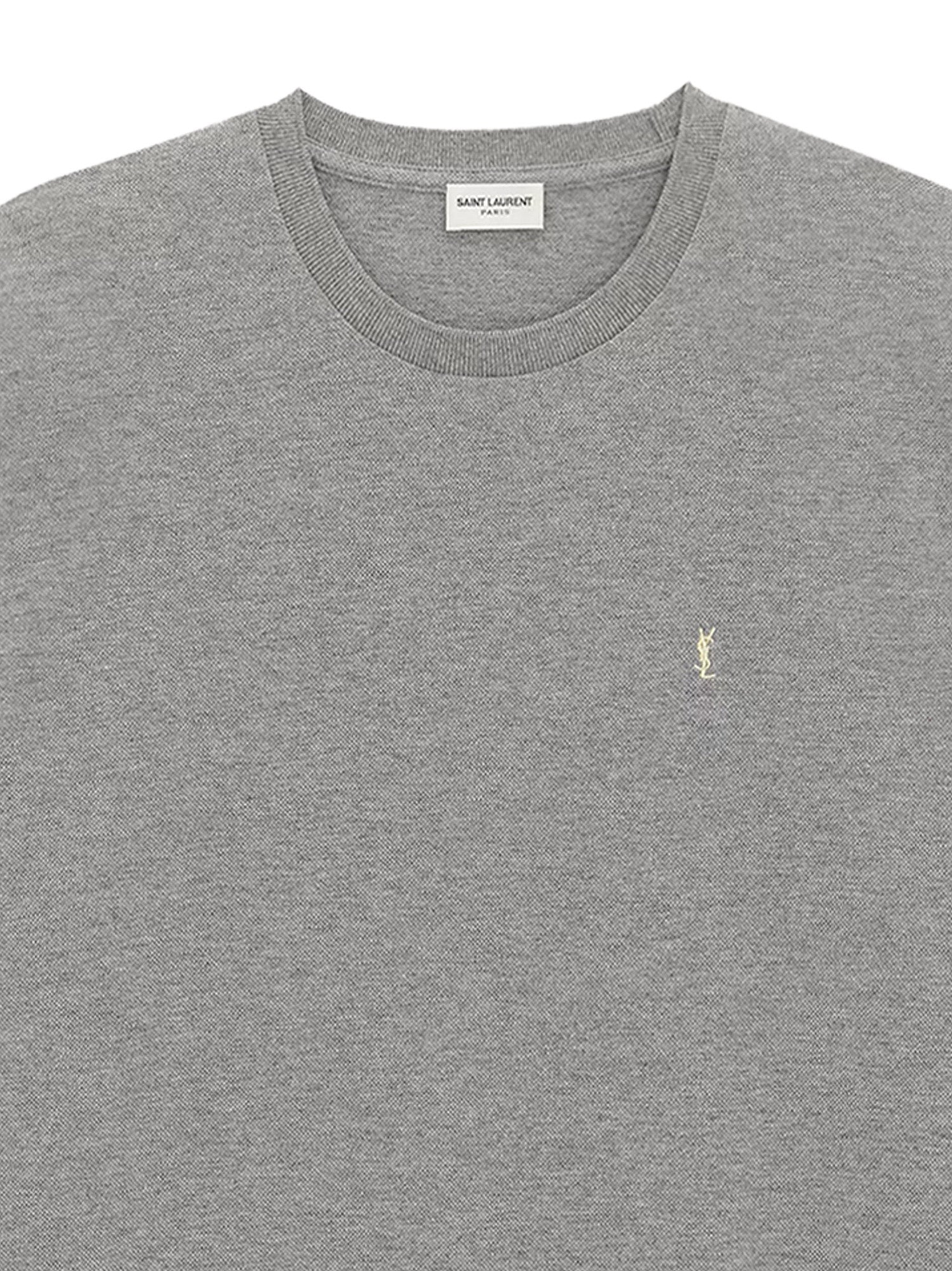 Saint Laurent T-shirts and Polos Gris Chine/jaune Cotone Poliestere