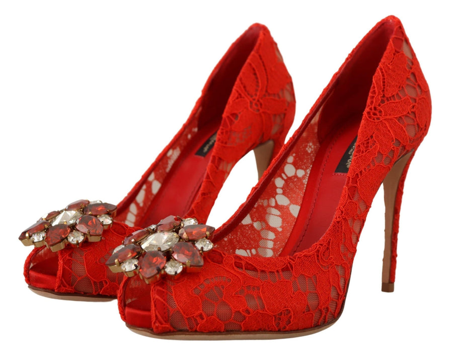 Dolce & Gabbana 36% Cotton 5% Nylon 2% Silk 57% Rayon heel in red
