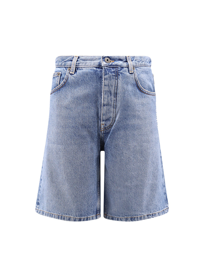 Off White Shorts Medium Blue Cotone