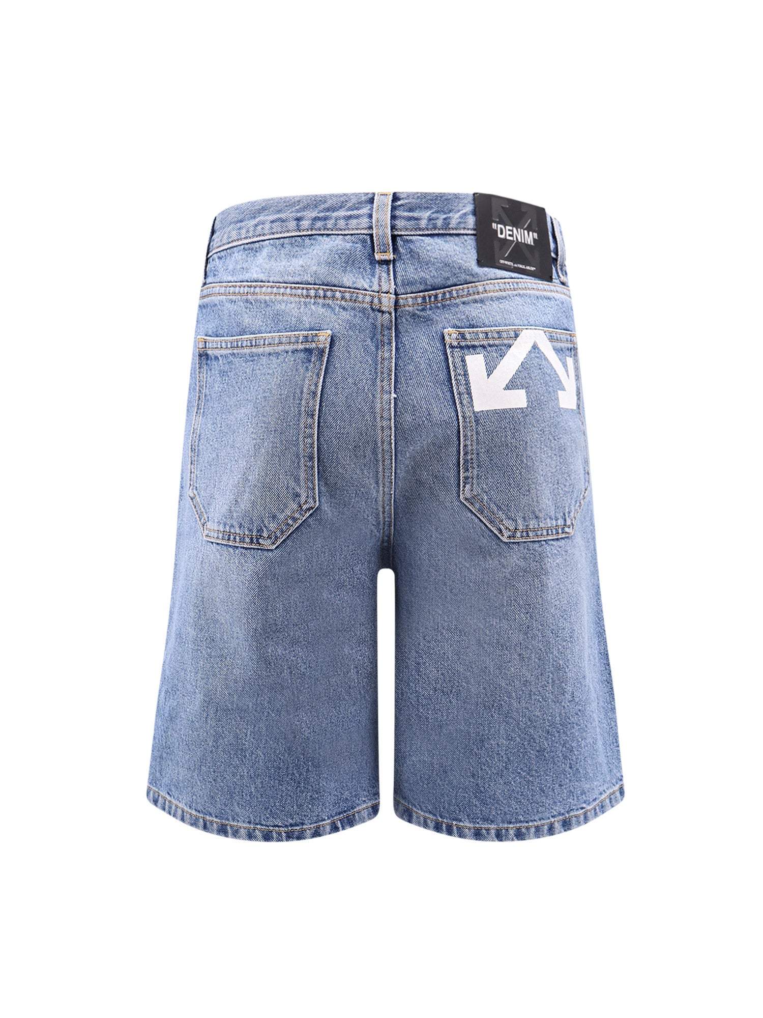 Off White Shorts Medium Blue Cotone