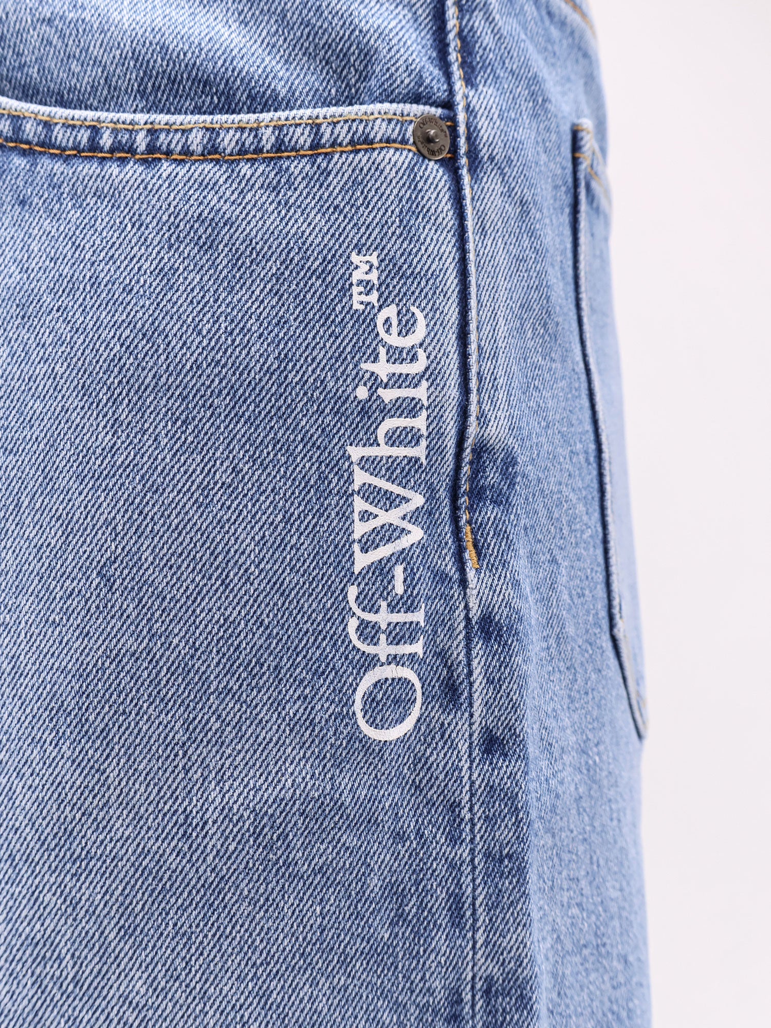 Off White Shorts Medium Blue Cotone