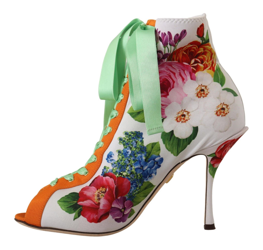 Dolce & Gabbana 1% Elastane heel bootie in white