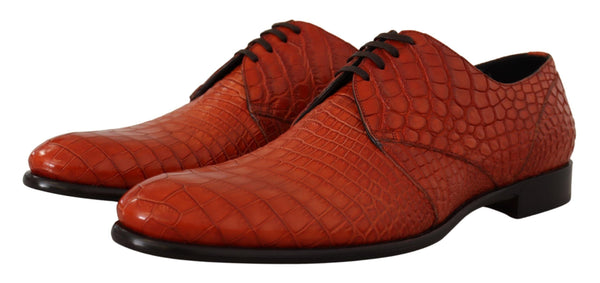 Dolce & Gabbana 100% exotic skin Croc leather dress shoe in orange