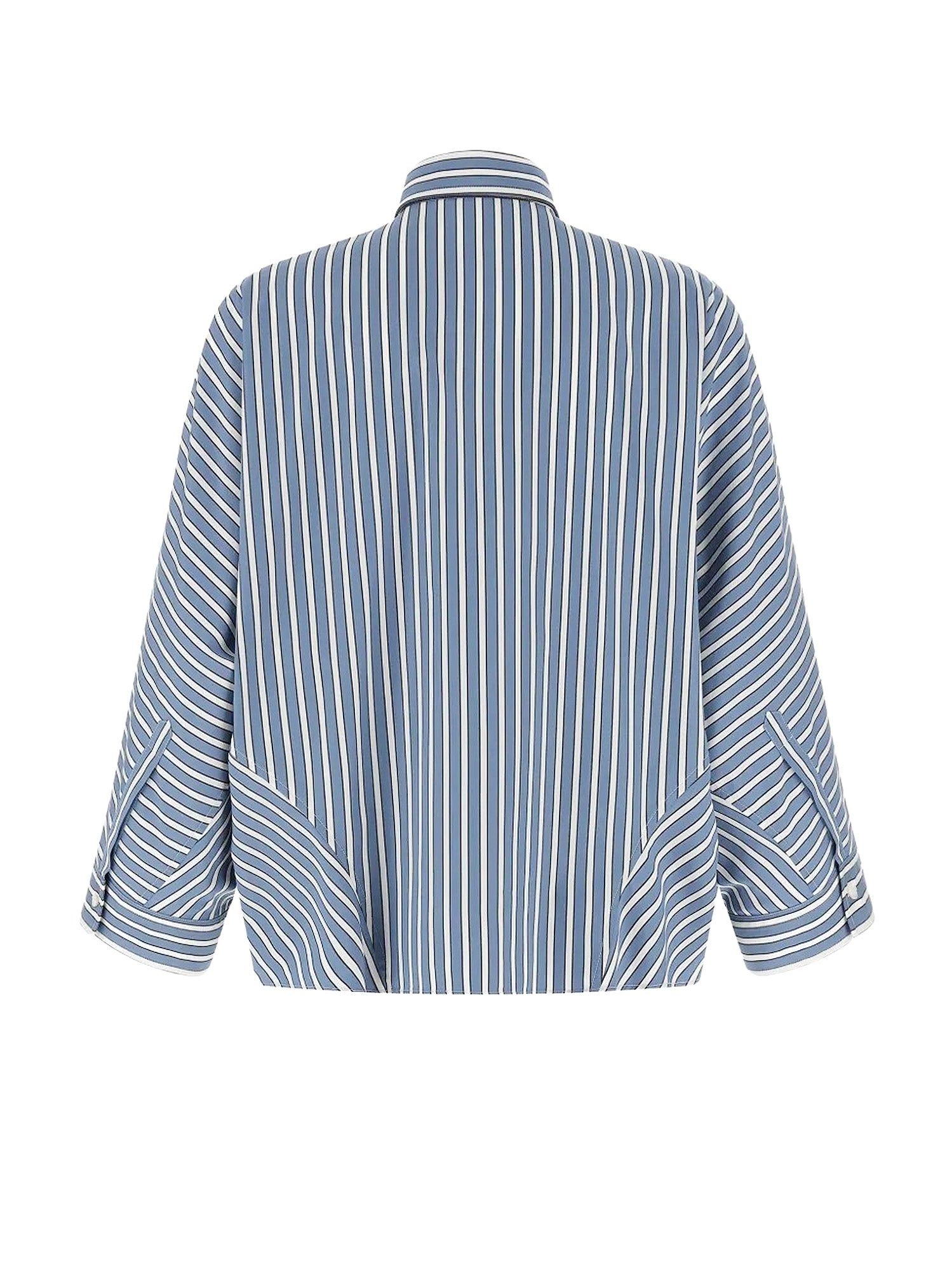 Brunello Cucinelli Shirts Light Blue/brown Stripe/whi Cotone