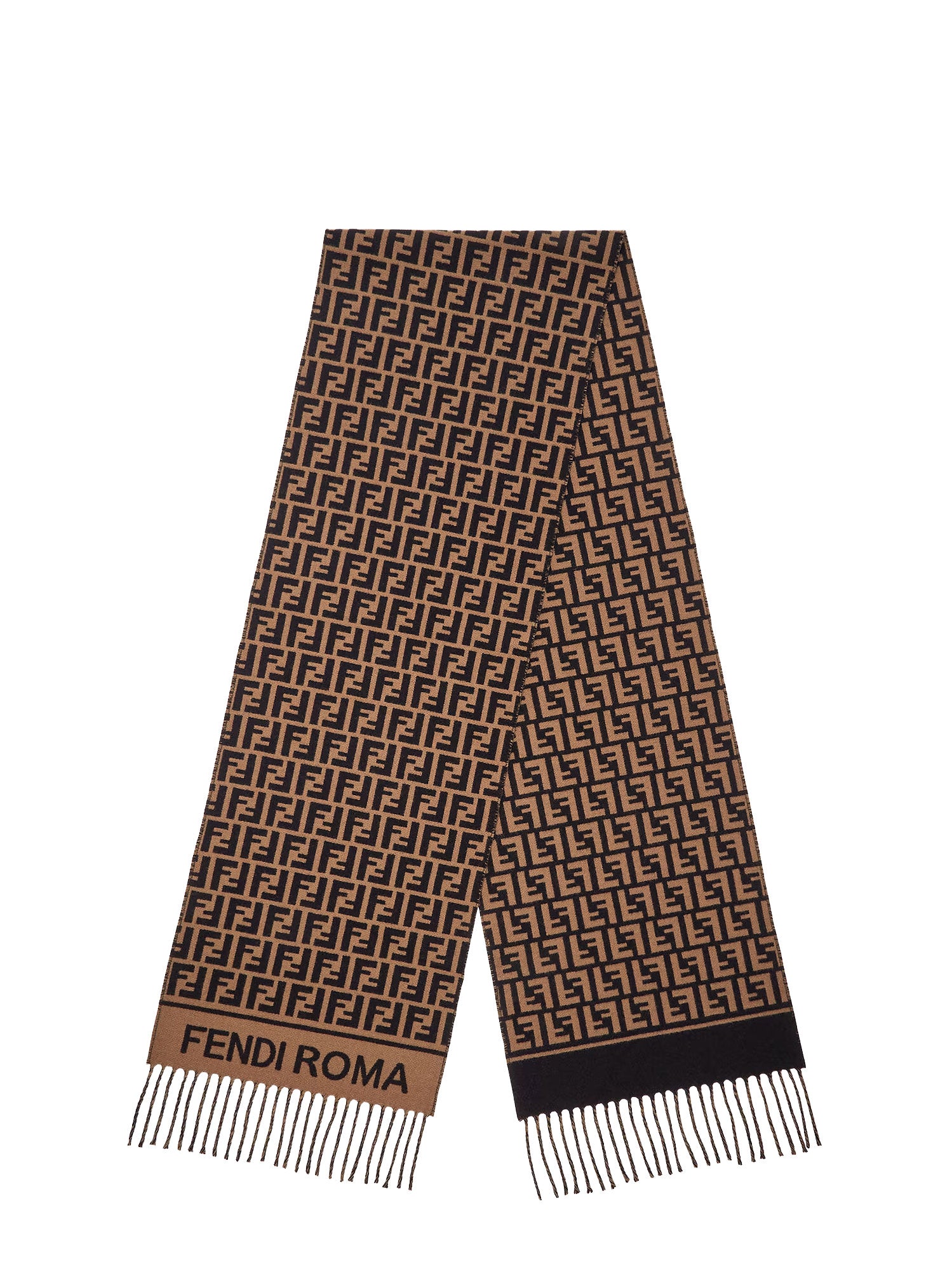 Fendi Scarfs Brown Lana Vergine Cashmere