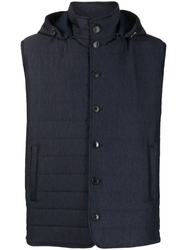 Manzoni24 Virgin Wool 84% gilet in navy
