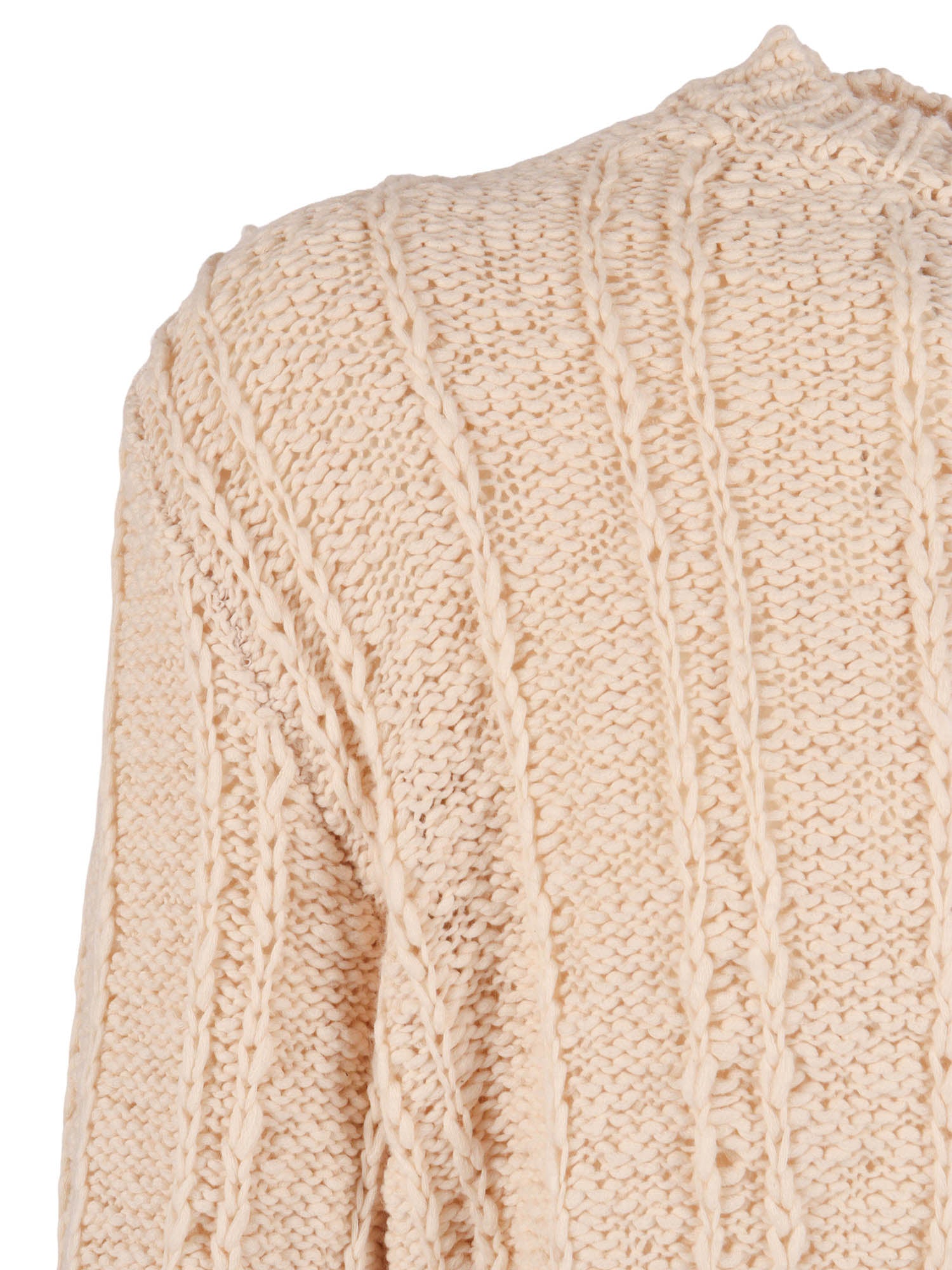 R Neck Pullover White Cotton Crewneck