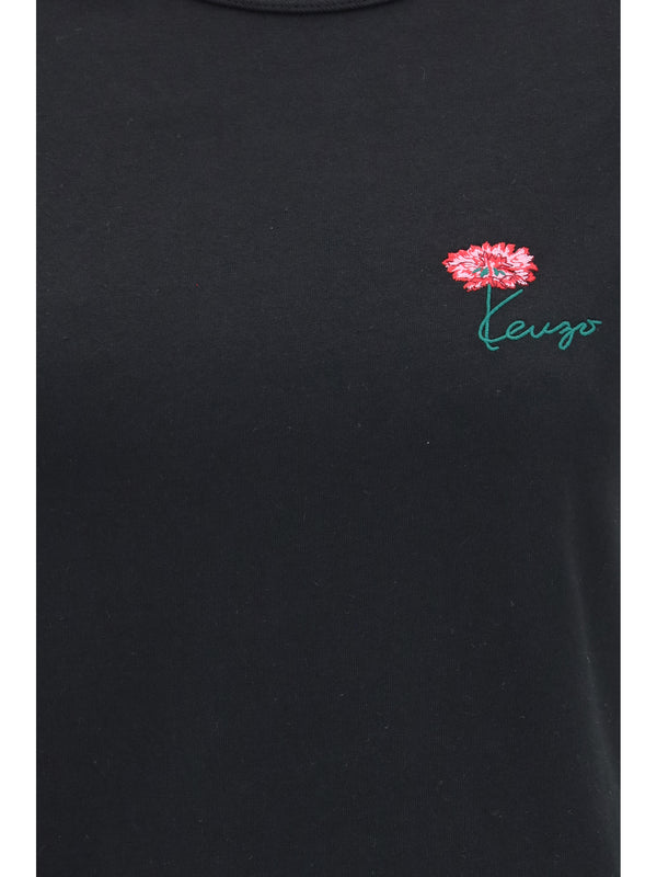 Cotton T-Shirt Tulip Embroidery Black T-shirts & Jerseys