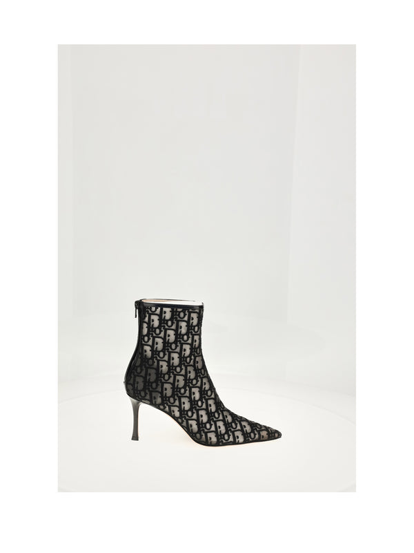 Oblique Bootie Black Technical Fabric And Leather Boot