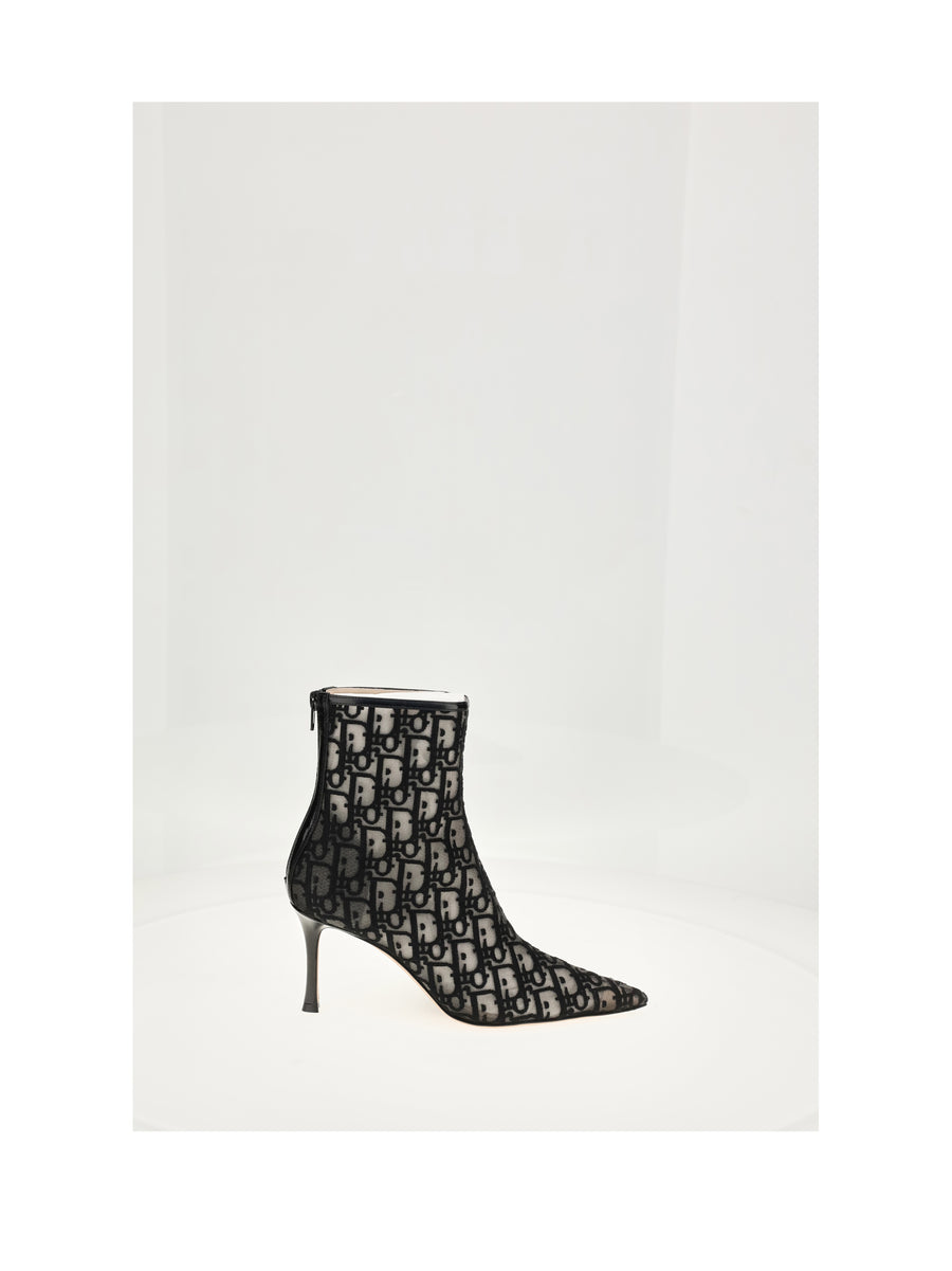 Oblique Bootie Black Technical Fabric And Leather Boot