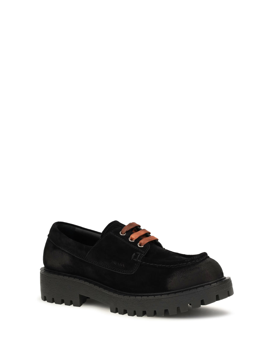 Loafers Suede Lace-Up Black Upper: Shoes