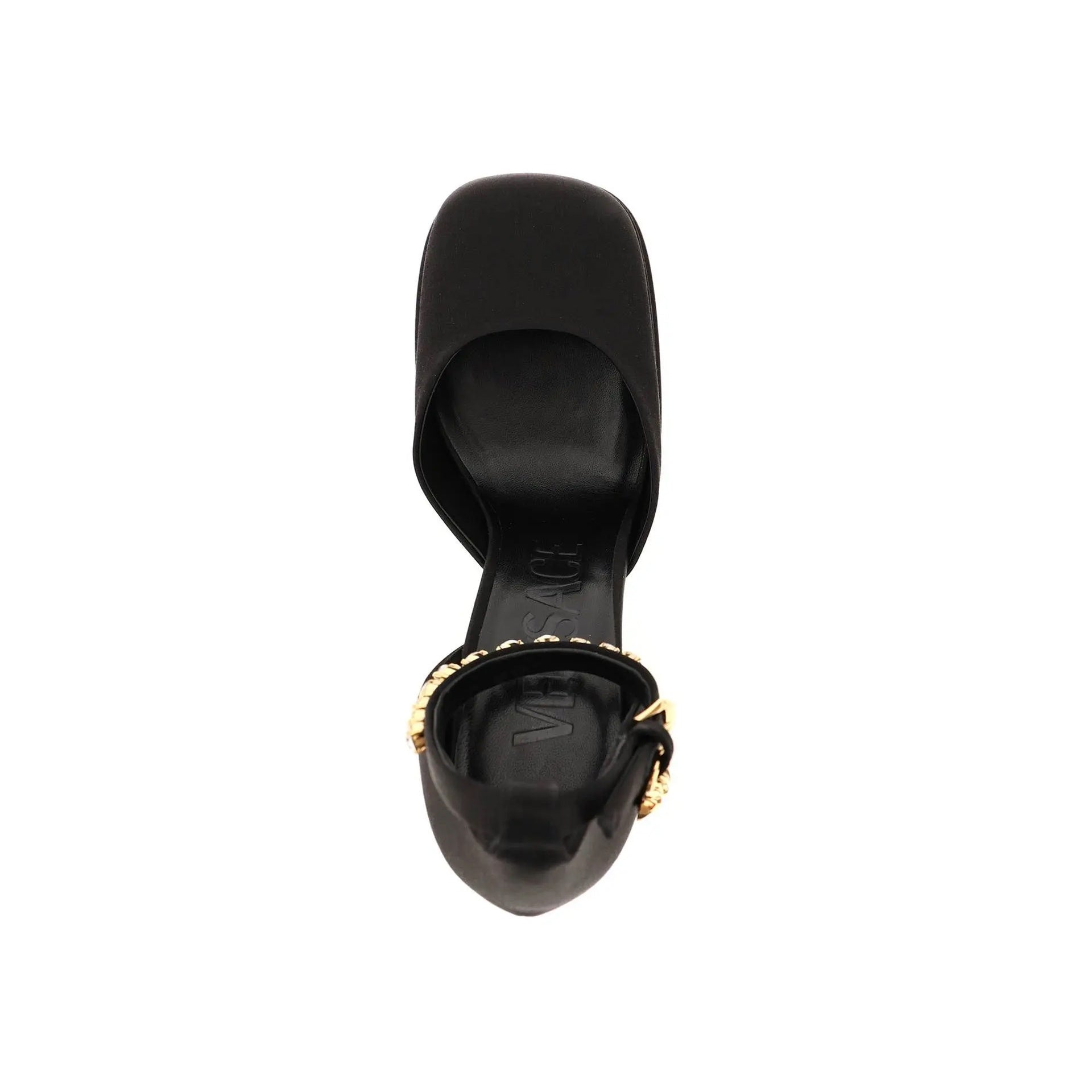 Silk Satin Platform Pumps Black