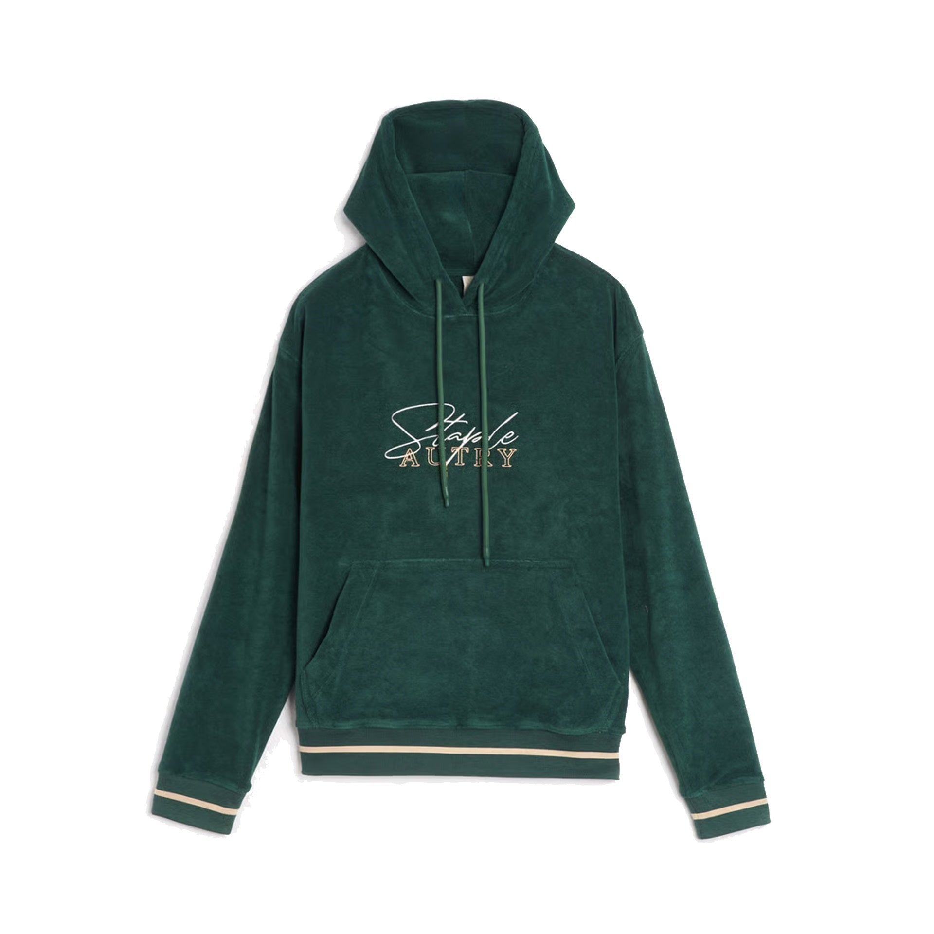 Autry Unisex Chenille Hoodie Green Cotton Polyester