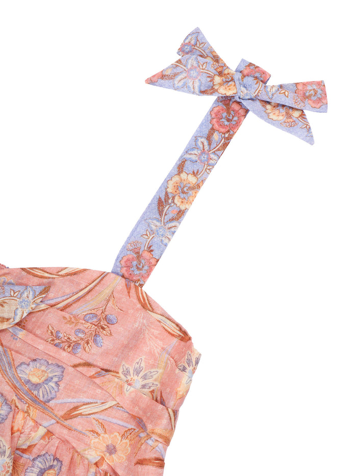 Indra Kids Tie Front Dress Pink Cotton