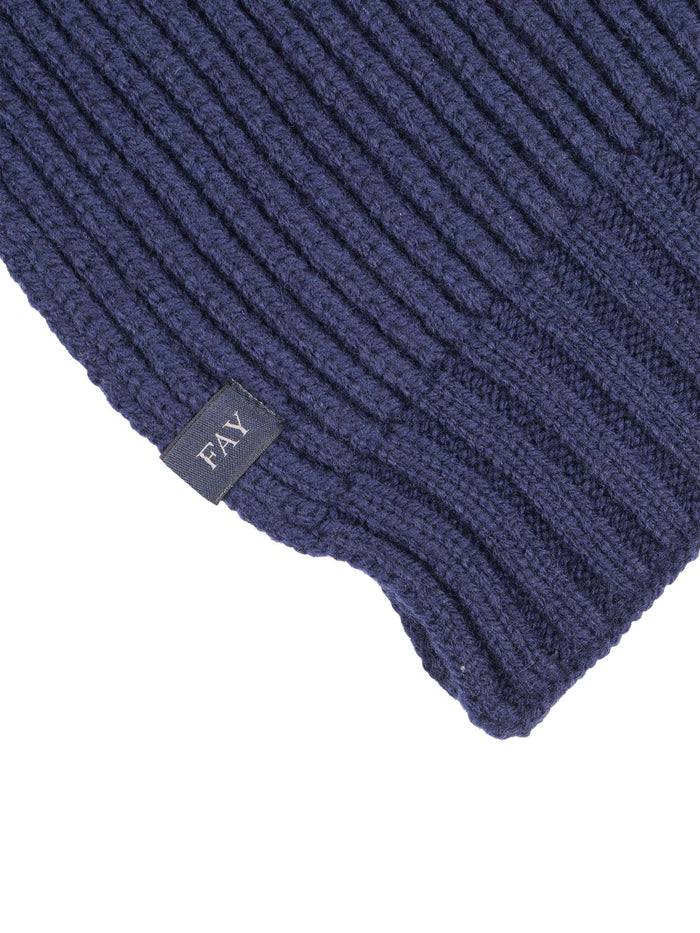 Ribbed Scarf Blue Virgin Wool