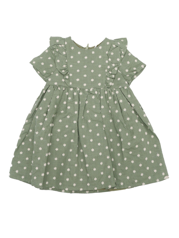 DRESS Green Cotton Linen Lining