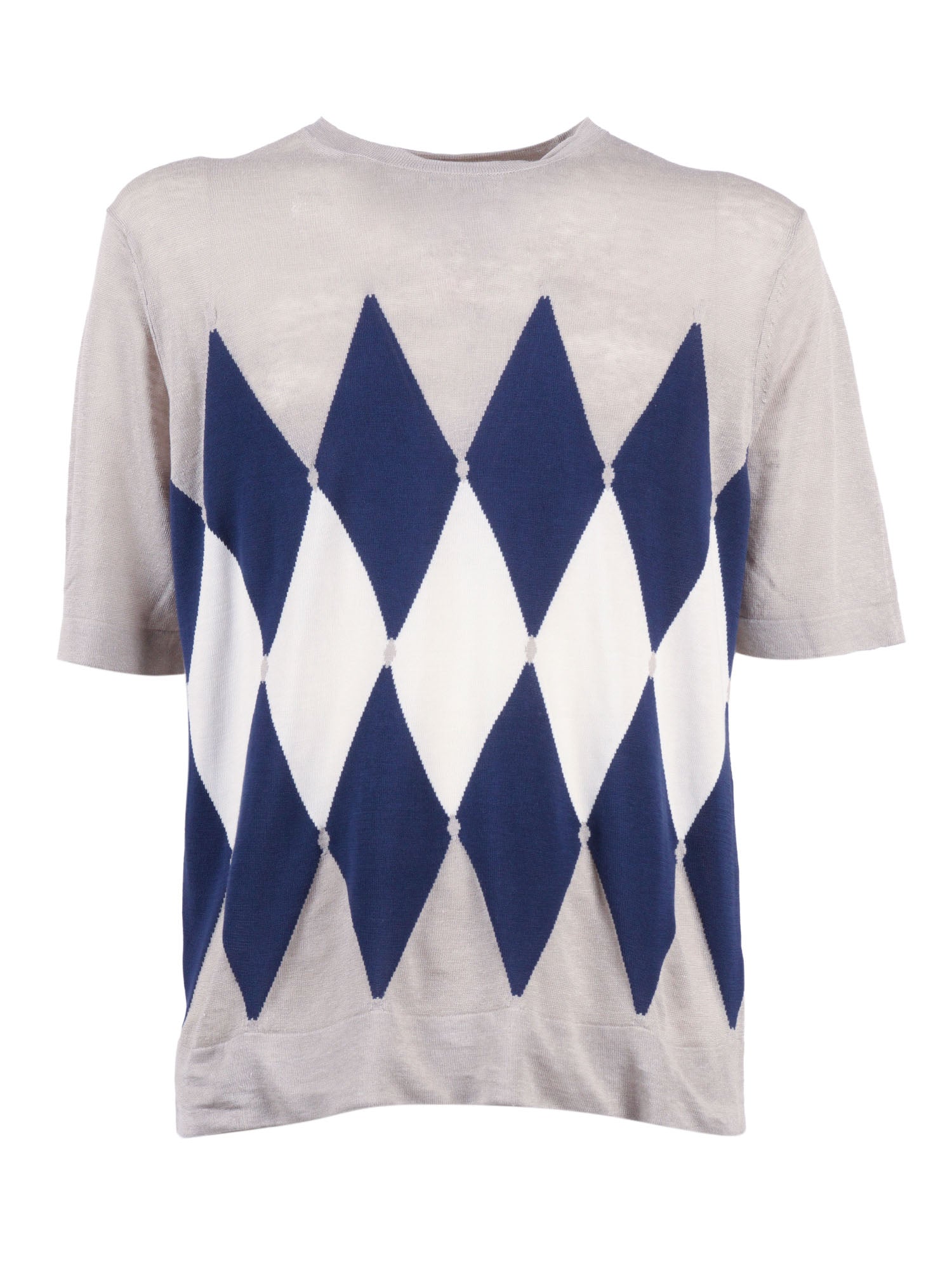 R Neck T-Shirt Grey Linen Cotton M/c Girocollo