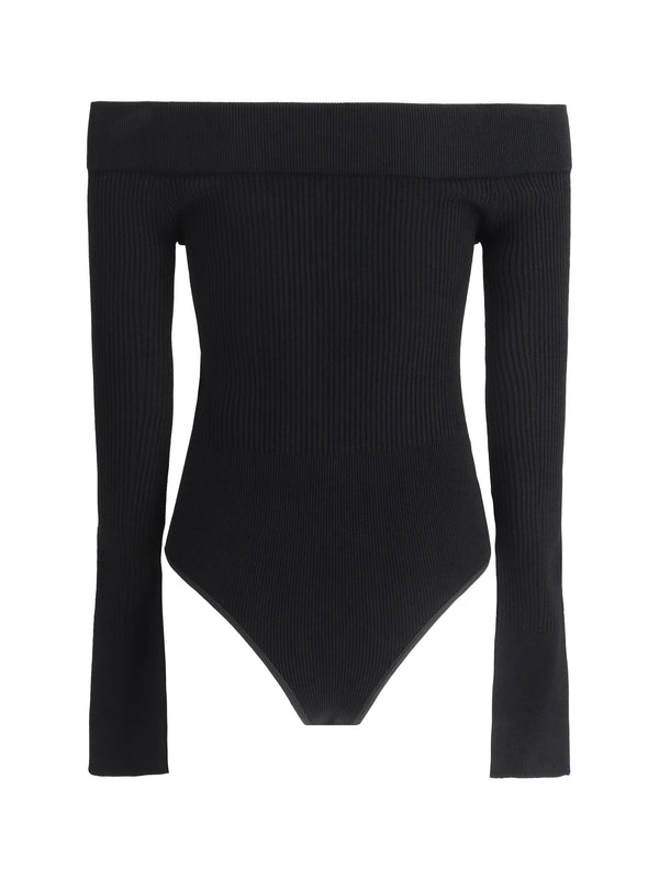 Bodysuit Black Viscose Tops