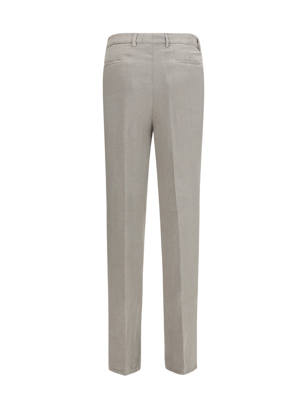 Gabardine Linen Trousers Khaki