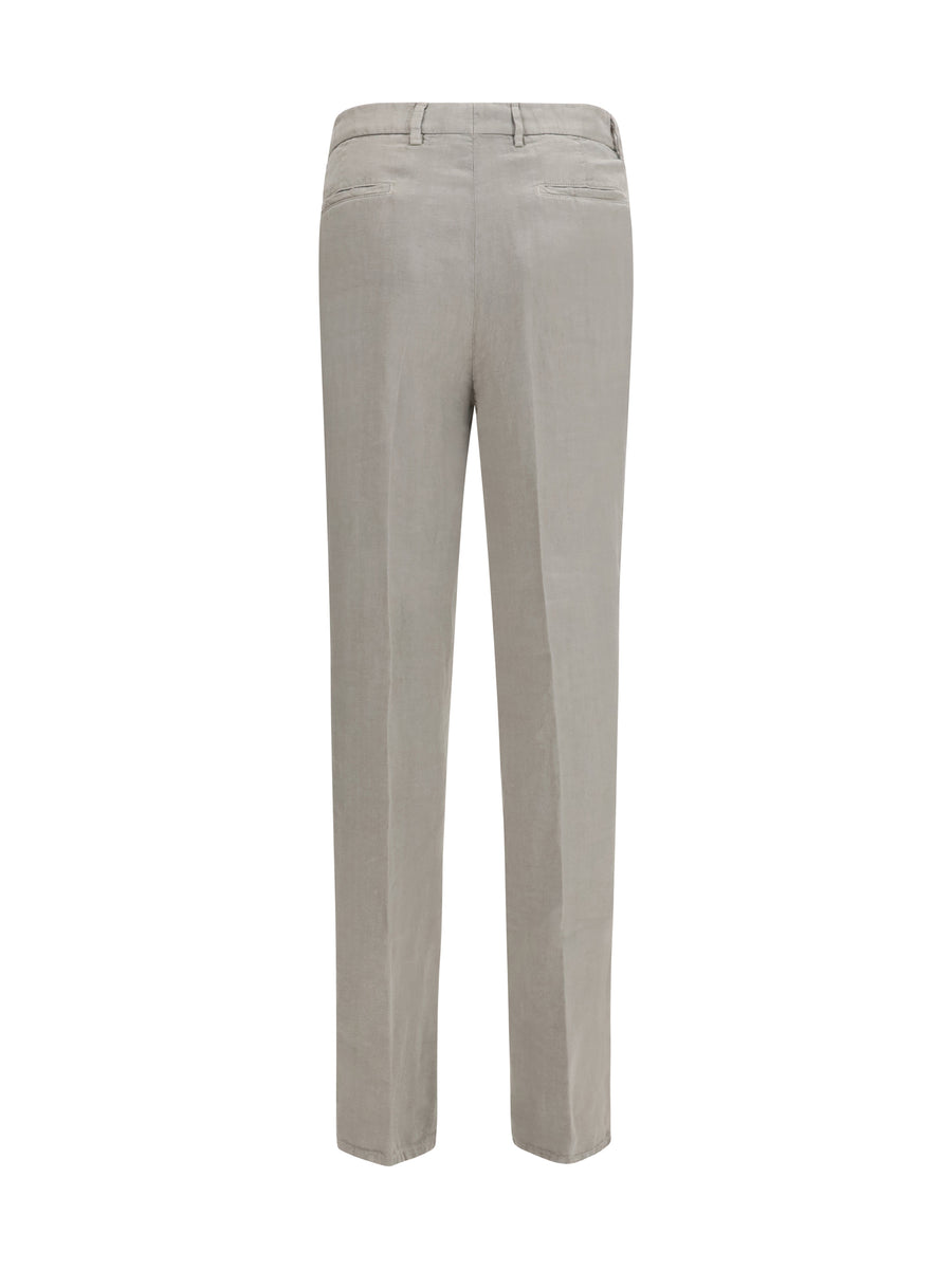Gabardine Linen Trousers Khaki