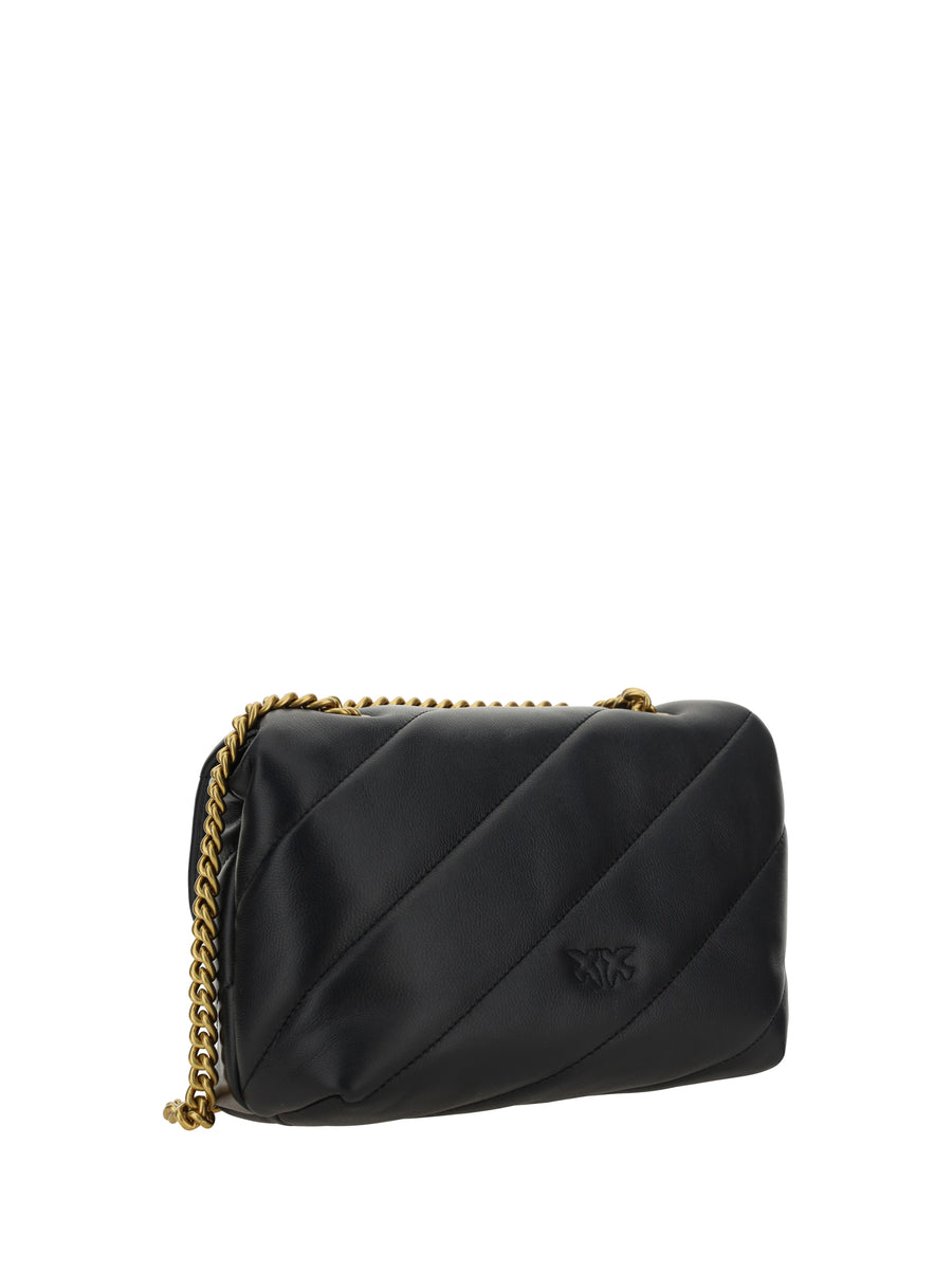 Shoulder Bag Love Mini Puff Black-Antique Gold Black/antique Calf Leather
