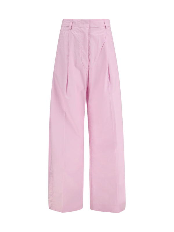 Wide-Leg Cotton Pants Pink Jumpsuits