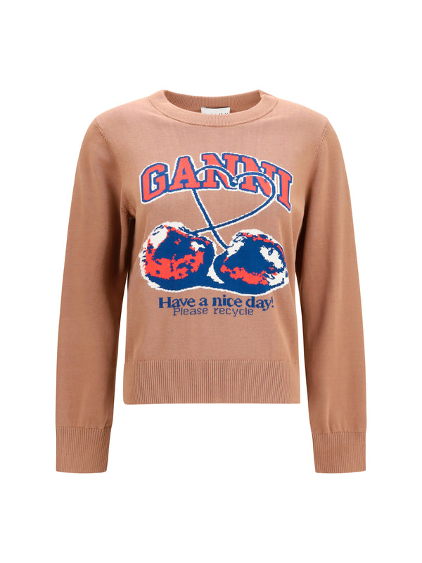 Ganni 100% Cotton sweater in camel