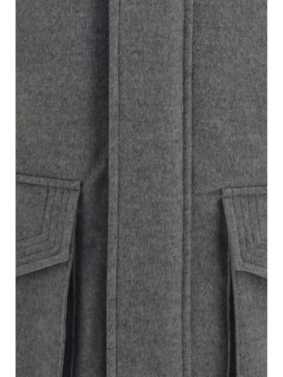 Jacket Cashmere Zip And Buttons Pearl Grey