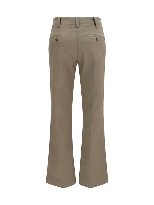 Pants Slim Flared Tea Leaf Cotton Trousers