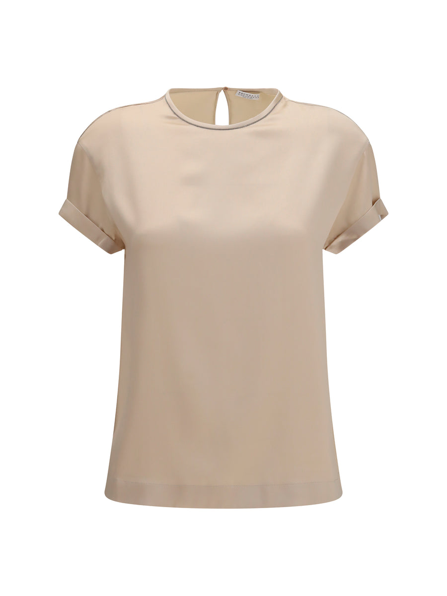 Silk Blouse With Monili Chain Sand T-shirts & Jerseys