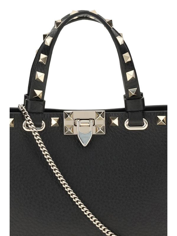 Mini Handbag Rockstud Black Calfskin Calf Leather Handbags