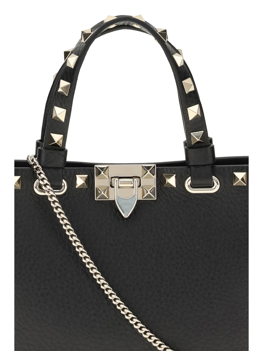 Mini Handbag Rockstud Black Calfskin Calf Leather Handbags