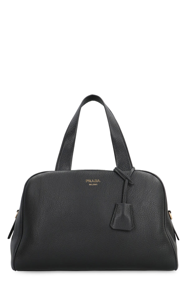 Leather Boston Bag Black Handbags