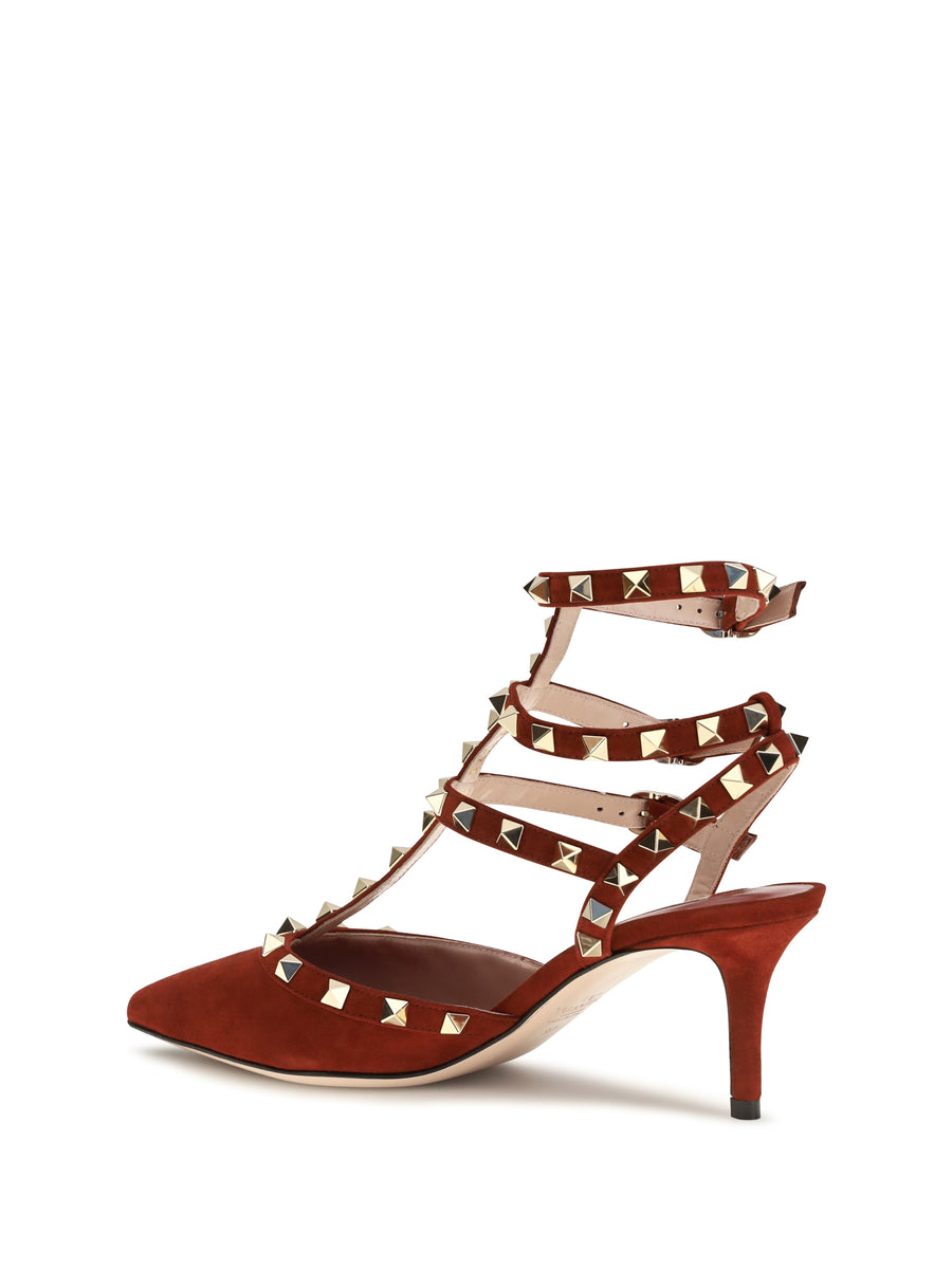 Pumps Rockstud Suede Russet Red Upper
