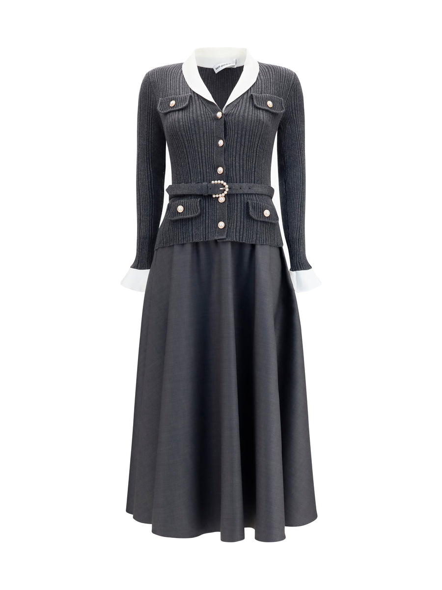 Self-Portrait 41% Polyamide dress in gray