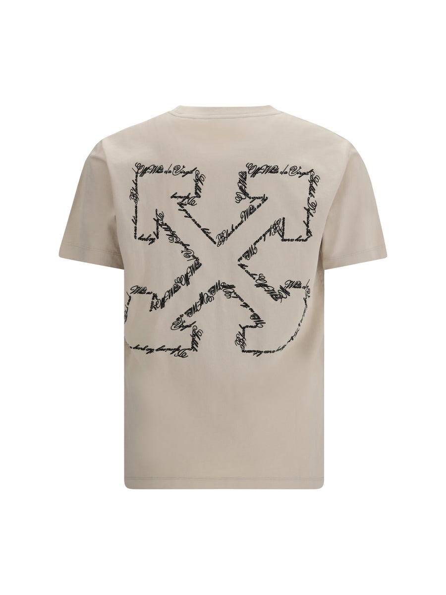 T-Shirt Script Arrow Pumice Stone Cotton T-shirts