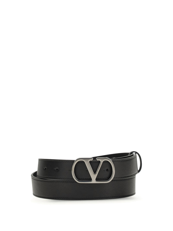 Vlogo Signature Leather Belt Nero Calf Bos Taurus E Braces