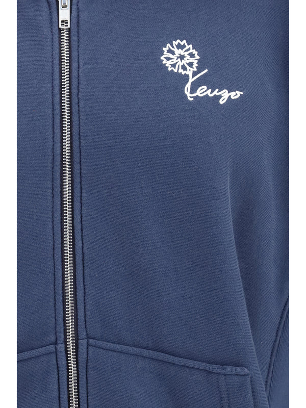 Zip-Up Hoodie Tulip Blue-Black Blue/black Cotton Sweatshirts