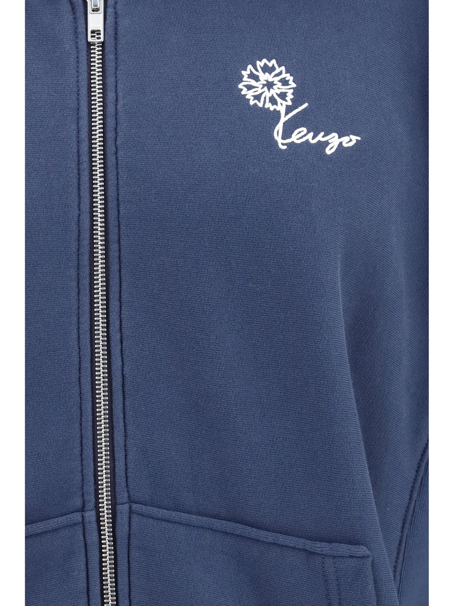Zip-Up Hoodie Tulip Blue-Black Blue/black Cotton Sweatshirts