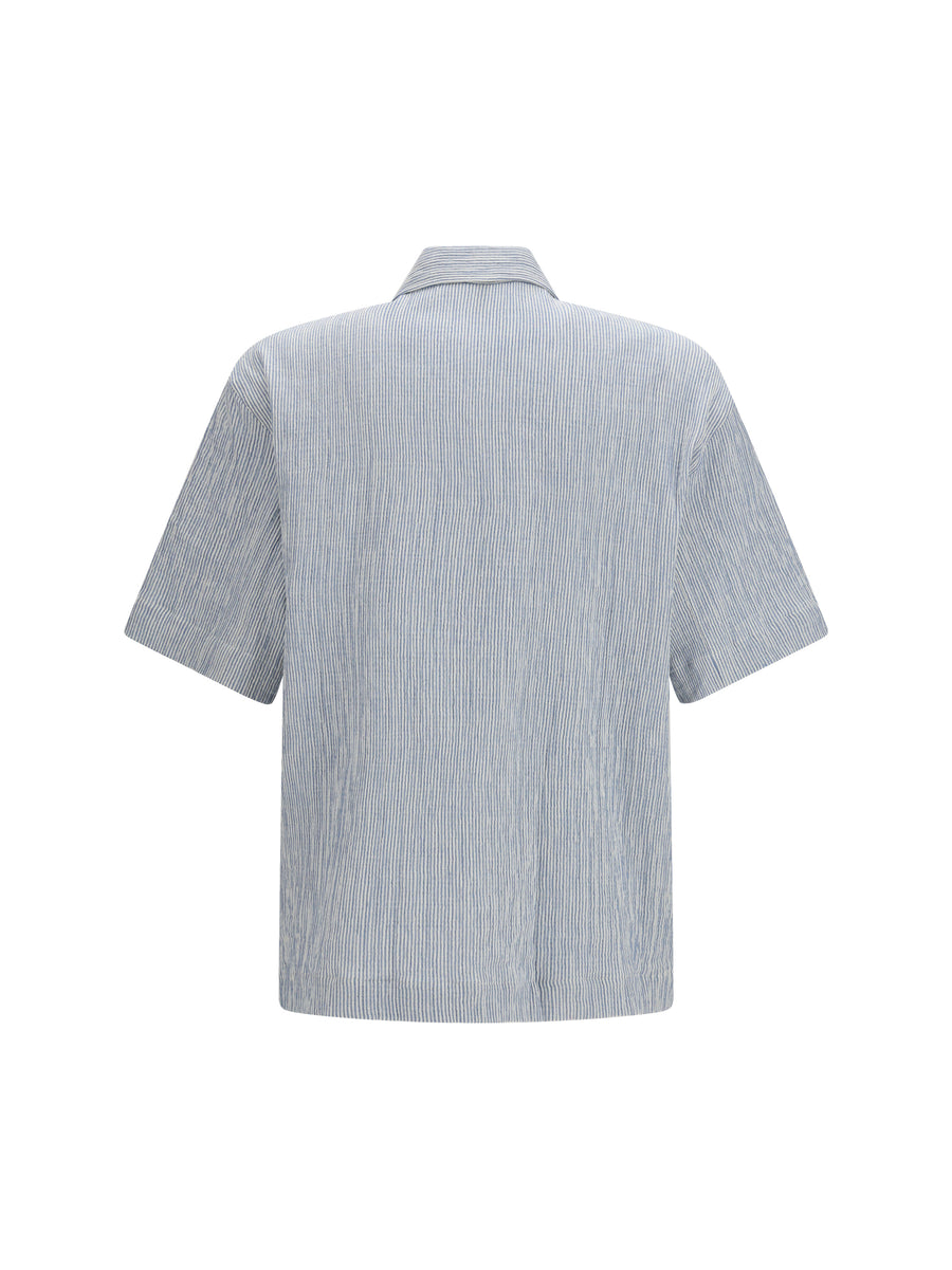 Short-Sleeved Shirt Adam Blue Cotton