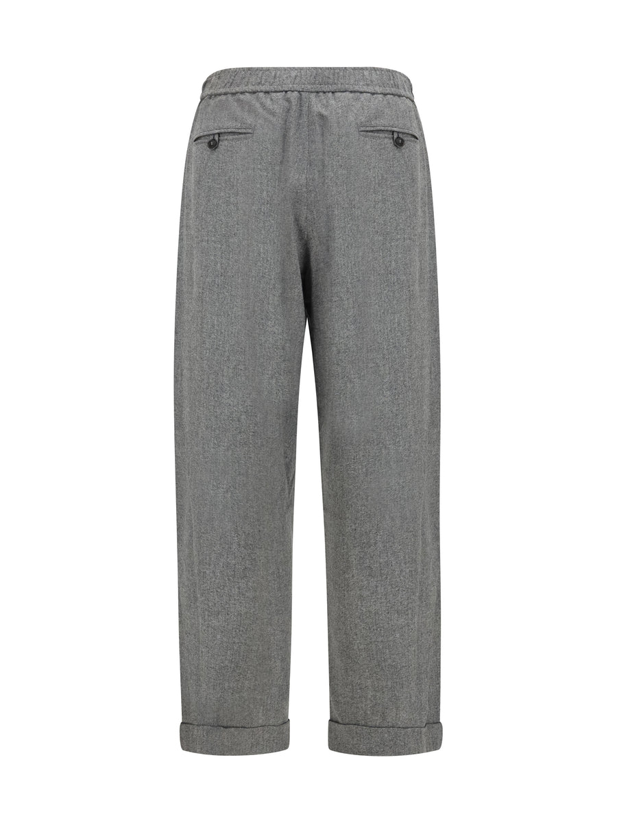 Oversized Trousers Light Grey Melange Fleece Wool (ovis Aries)