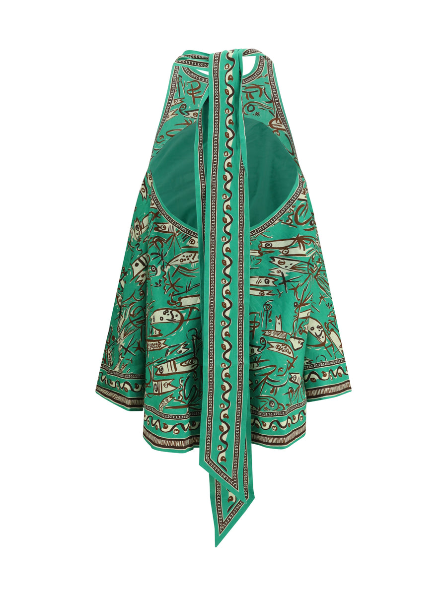 Dress Fish Sticks Mini Linen Green