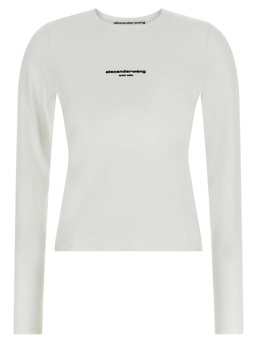 Alexander Wang Logo-Print Long-Sleeve T-shirt — White