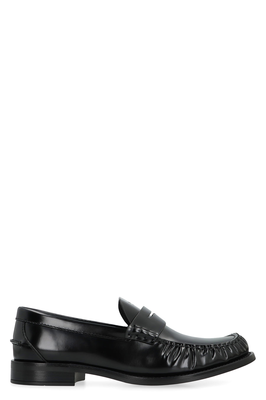Prada Brushed Leather Moccasins Black Calf Loafers