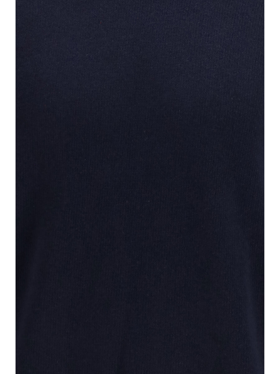 Crewneck Sweater Dark Blue Fleece Wool