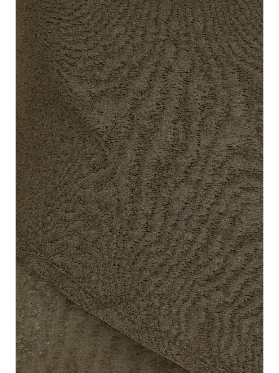 Top Asymmetrical Knot Military Olive Polyester Tops