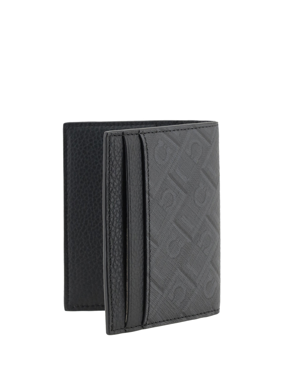 Cardholder Grey Grained Leather Patterned Medium Calf (bos Taurus) Umbrellas