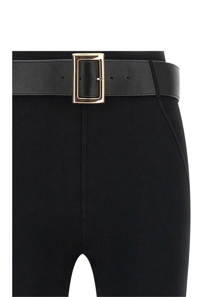 Black Stretch Jersey Leggings With Belt Viscose